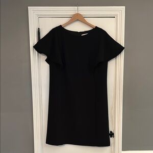 LOFT Black Sheath Dress with Flutter Sleeves